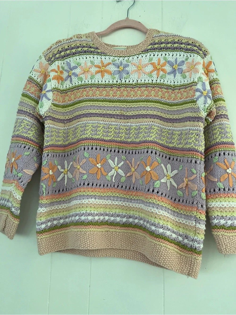 Vintage Susan Bristol Causal Ramie Knit Floral Sweater Size Medium Petite - Picture 14 of 16